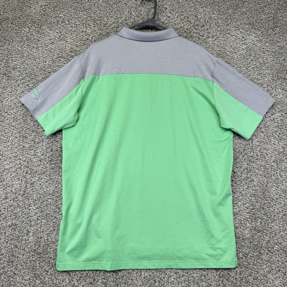 Callaway Polo Shirt Men's Large Opti-Dri Green‎ Gray Color Block Golf Stretch - Picture 9 of 12
